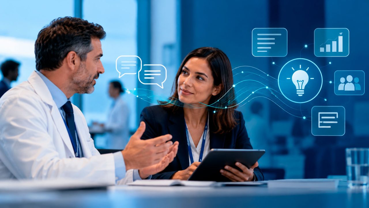 Profesionales de Medical Affairs intercambian información científica para identificar y analizar posibles Medical Insights.